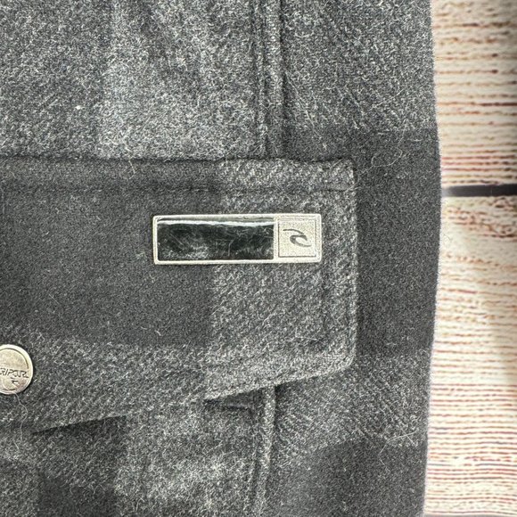 Rip Curl Quilt‎ Lined Flannel Kosy Jacket Men's Size XL Black/Gray Check Hooded - Picture 5 of 15